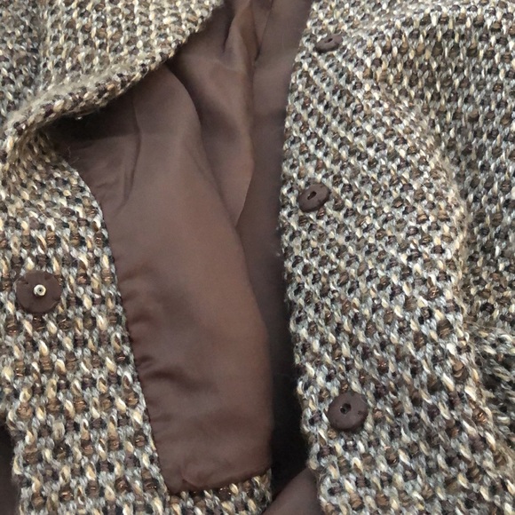 Eileen Fisher Brown Tan Tweed Italian Fabric 4-Button Swing Jacket size Large - Picture 14 of 14